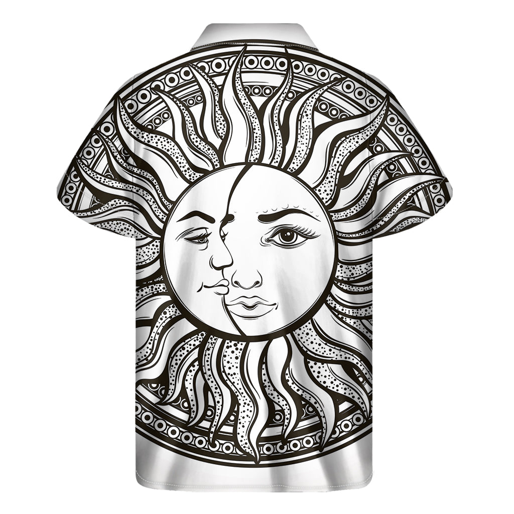 Bohemian Celestial Sun And Moon Print Men's Short Sleeve Shirt
