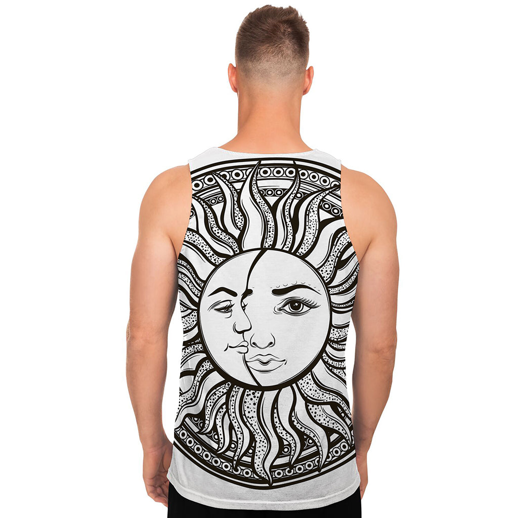 Bohemian Celestial Sun And Moon Print Men's Tank Top