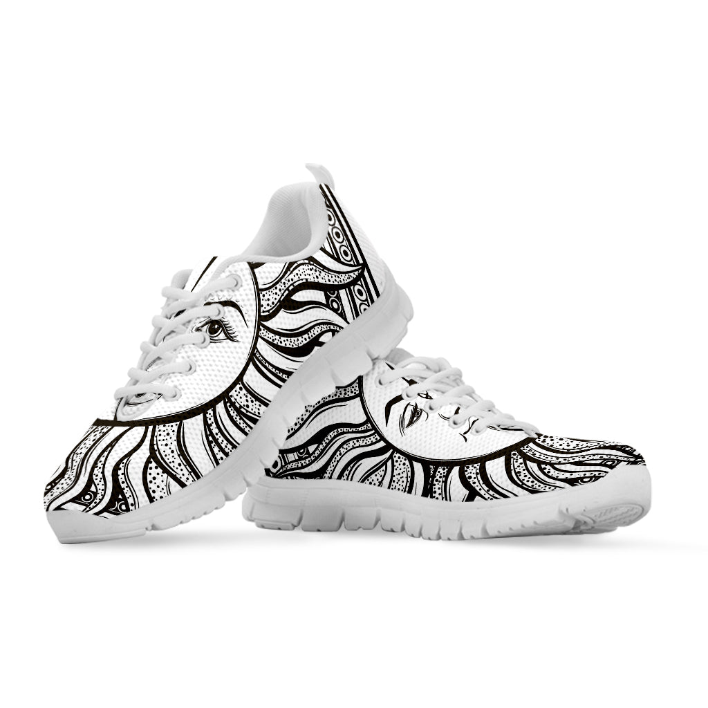 Bohemian Celestial Sun And Moon Print White Sneakers
