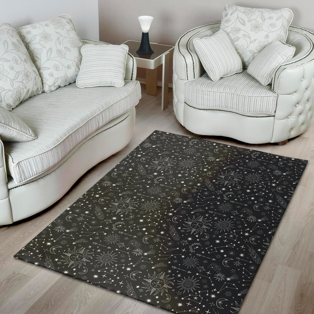 Bohemian Constellation Pattern Print Area Rug
