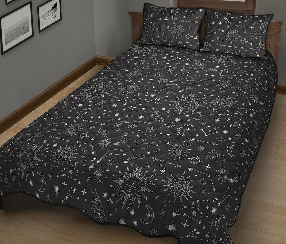 Bohemian Constellation Pattern Print Quilt Bed Set