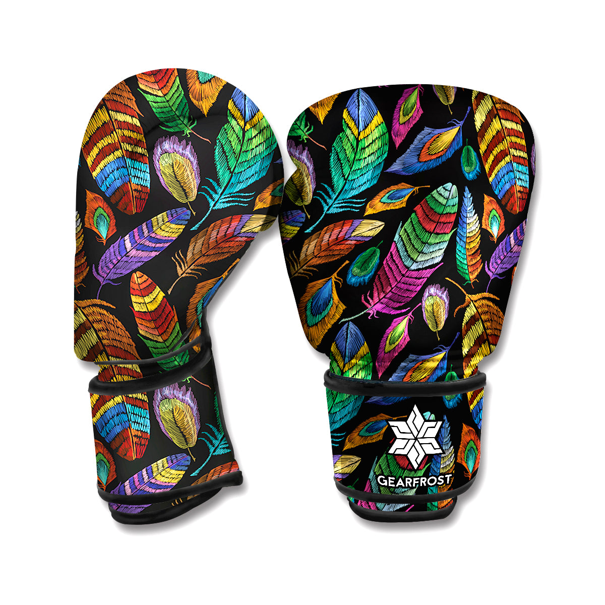 Bohemian Feather Pattern Print Boxing Gloves