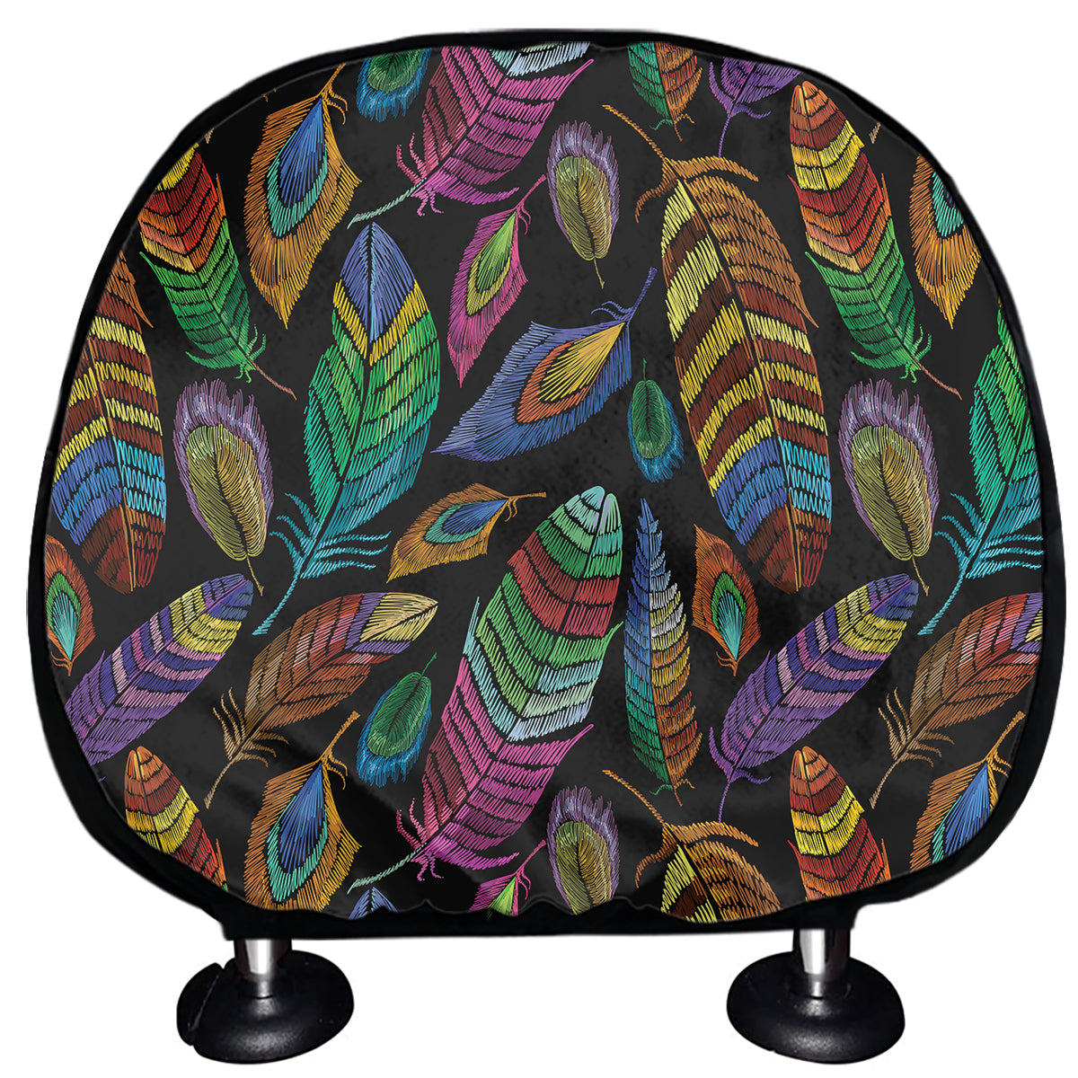 Bohemian Feather Pattern Print Car Headrest Covers