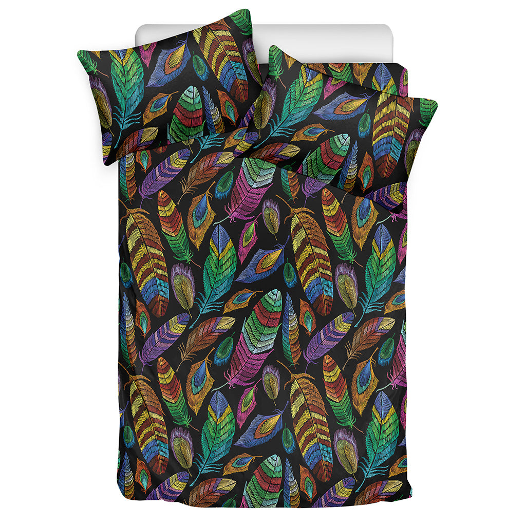 Bohemian Feather Pattern Print Duvet Cover Bedding Set