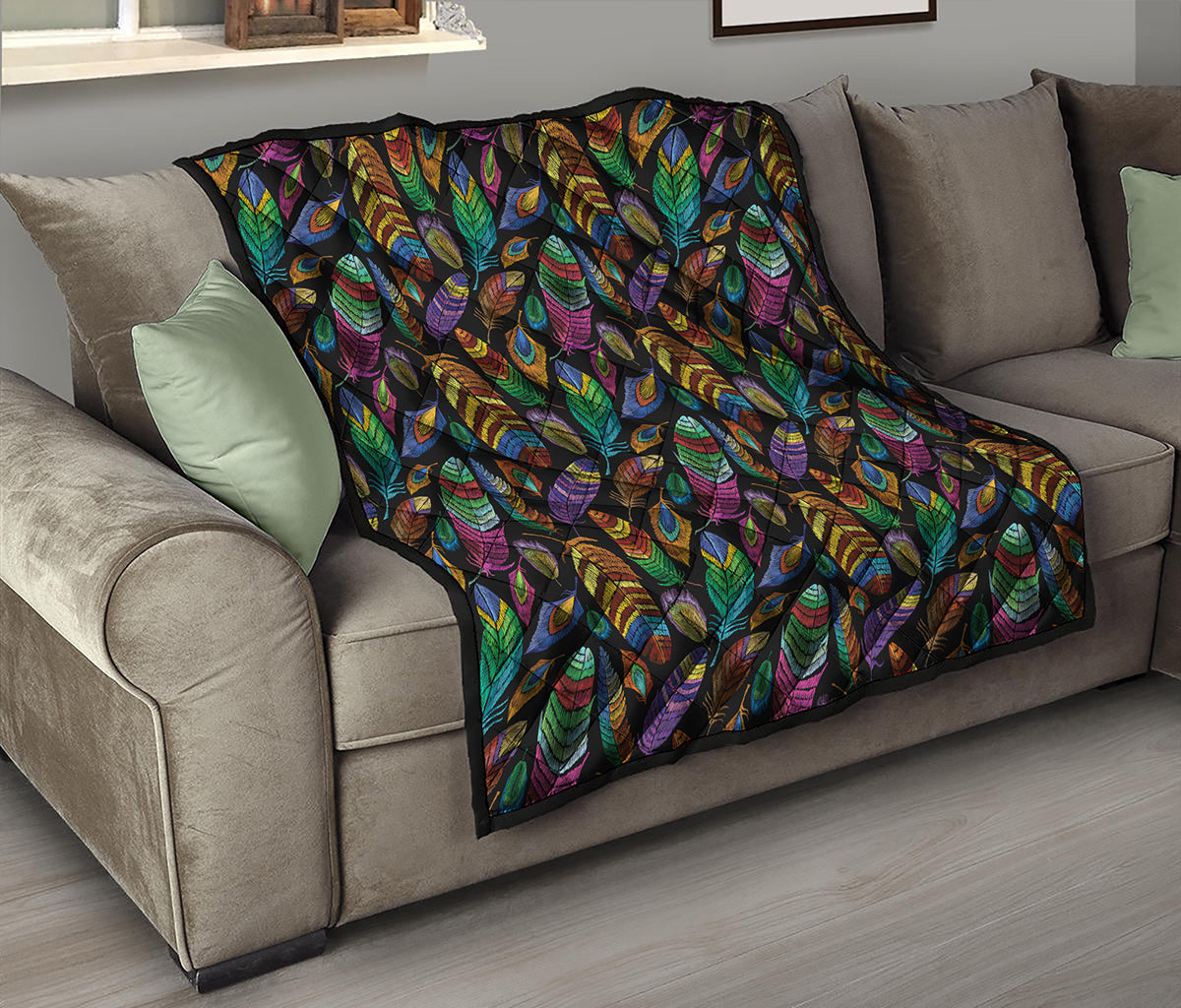 Bohemian Feather Pattern Print Quilt