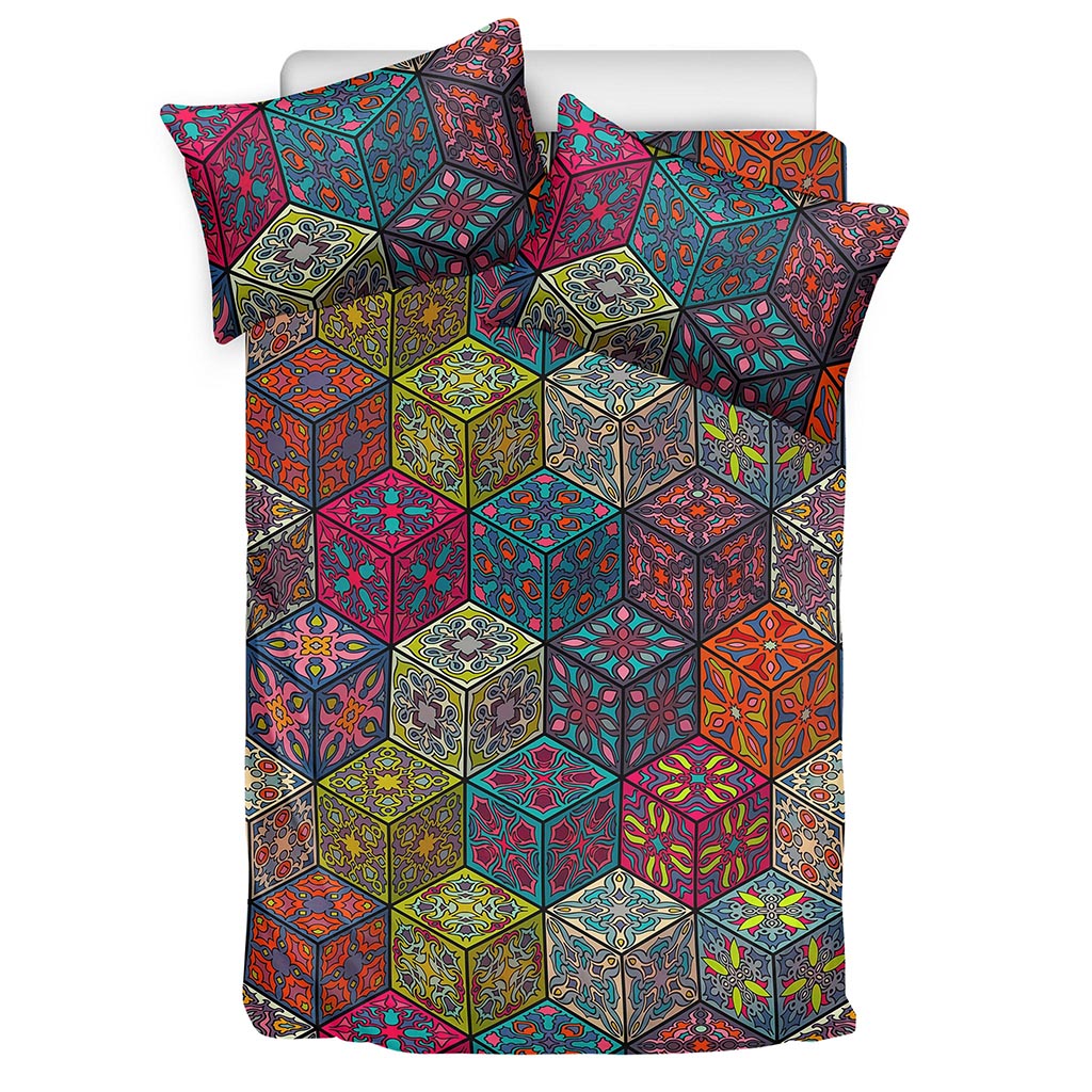 Bohemian Indian Box Pattern Print Duvet Cover Bedding Set