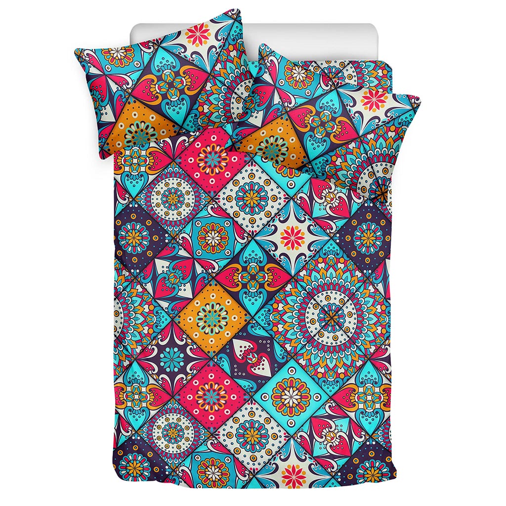 Bohemian Indian Mandala Patchwork Print Duvet Cover Bedding Set