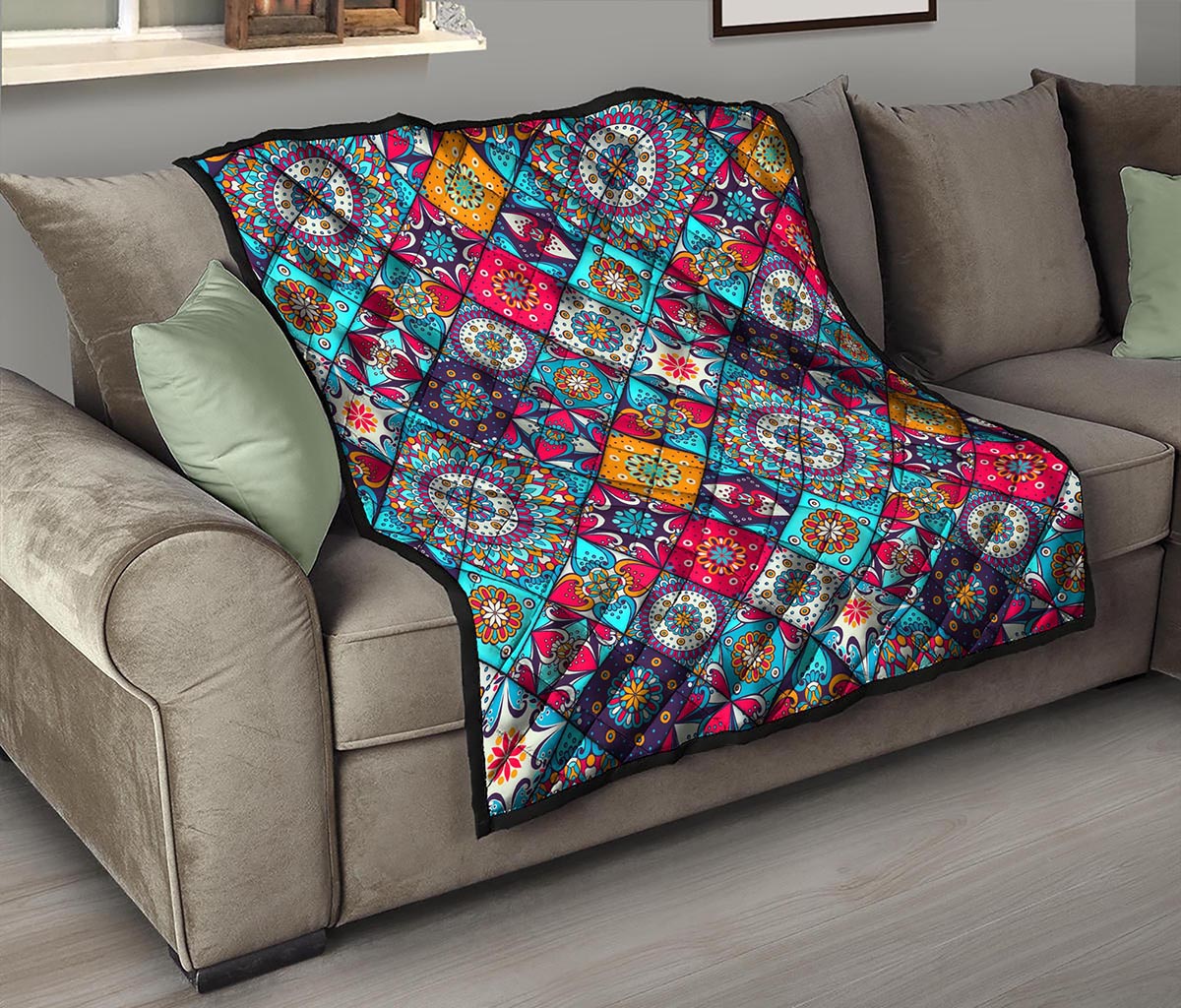 Bohemian Indian Mandala Patchwork Print Quilt