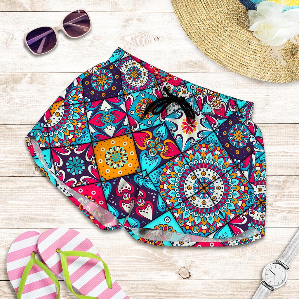 Bohemian Indian Mandala Patchwork Print Women's Shorts