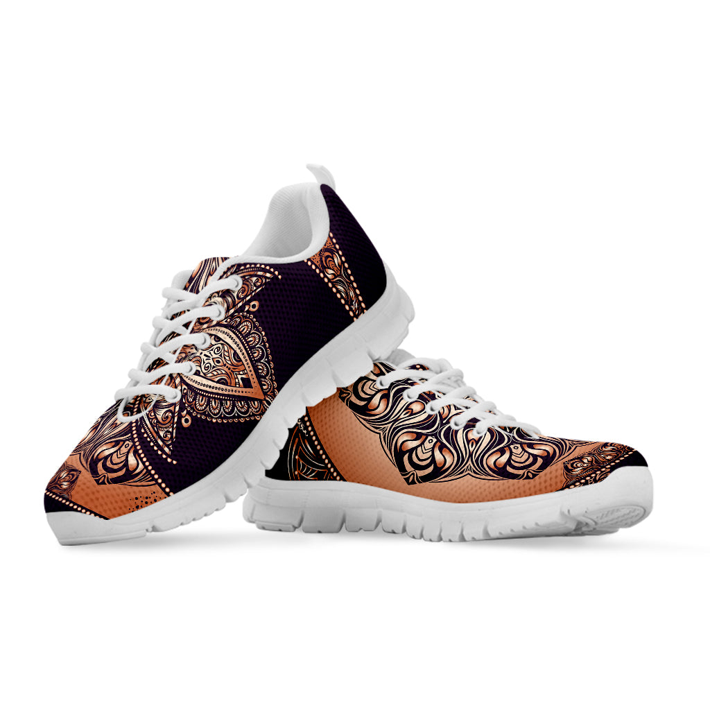 Bohemian Moon And Sun Print White Sneakers