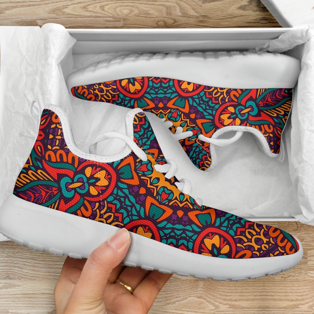 Bohemian Native Mandala Pattern Print Mesh Knit Shoes GearFrost