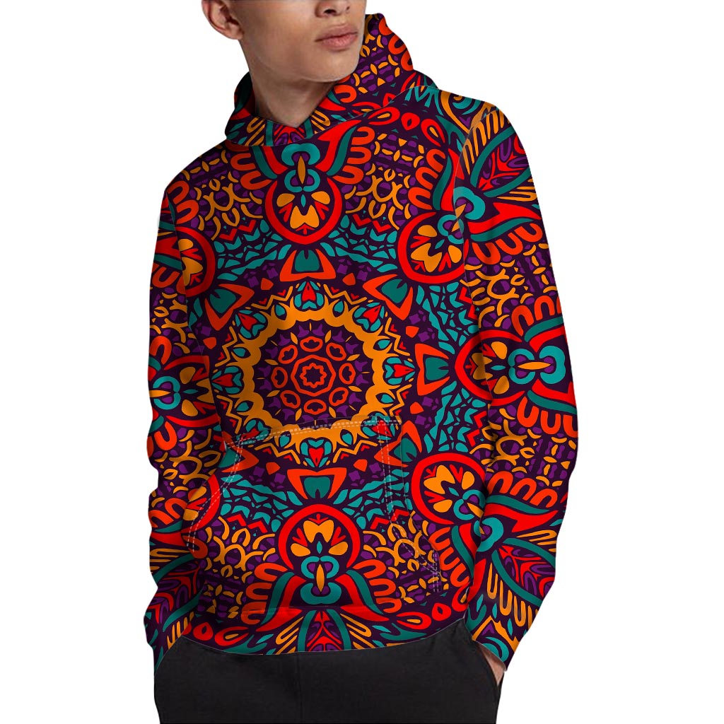 Bohemian Native Mandala Pattern Print Pullover Hoodie
