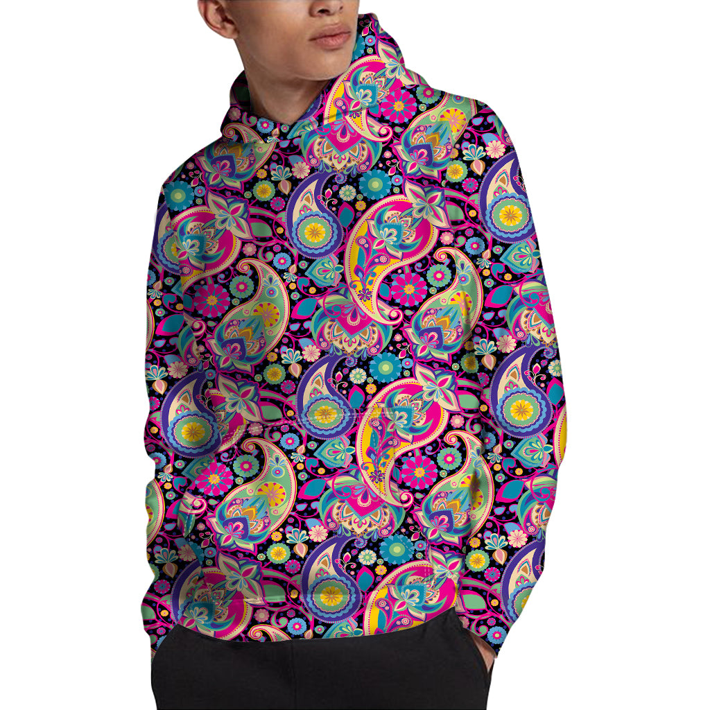 Bohemian Paisley Pattern Print Pullover Hoodie