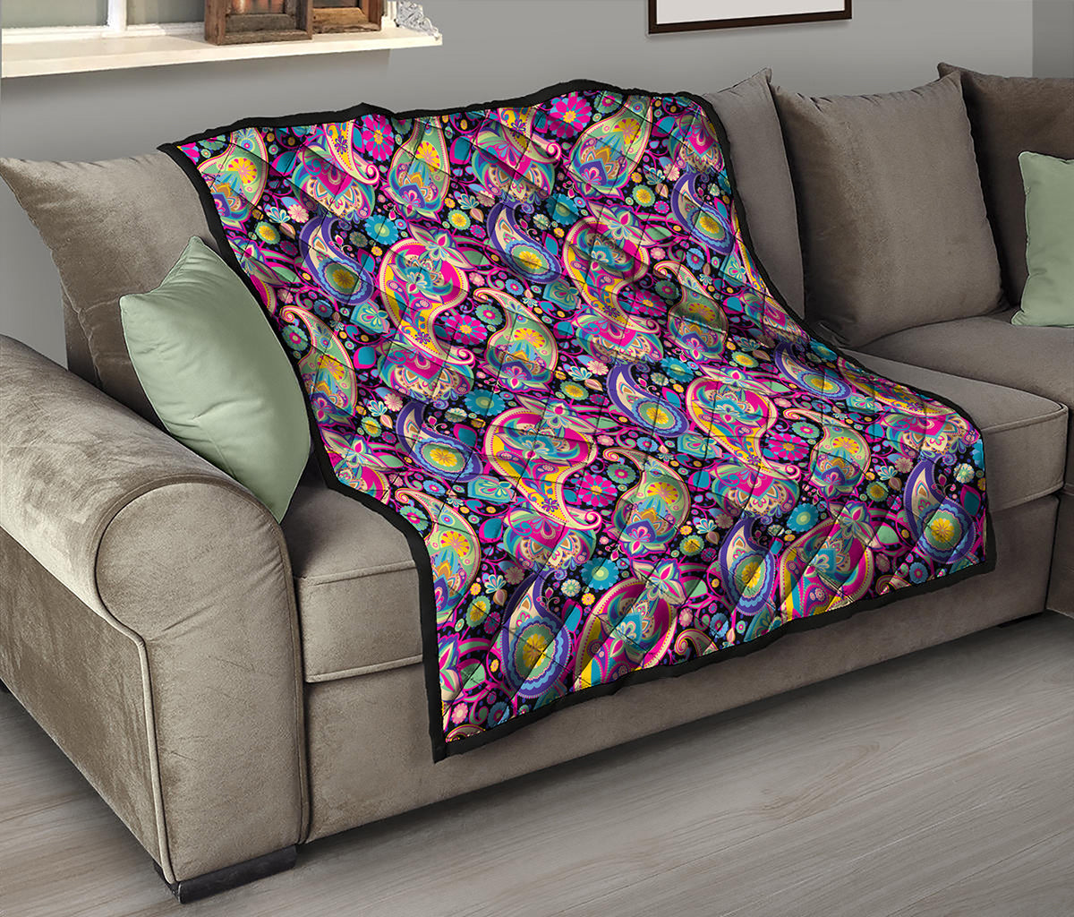 Bohemian Paisley Pattern Print Quilt