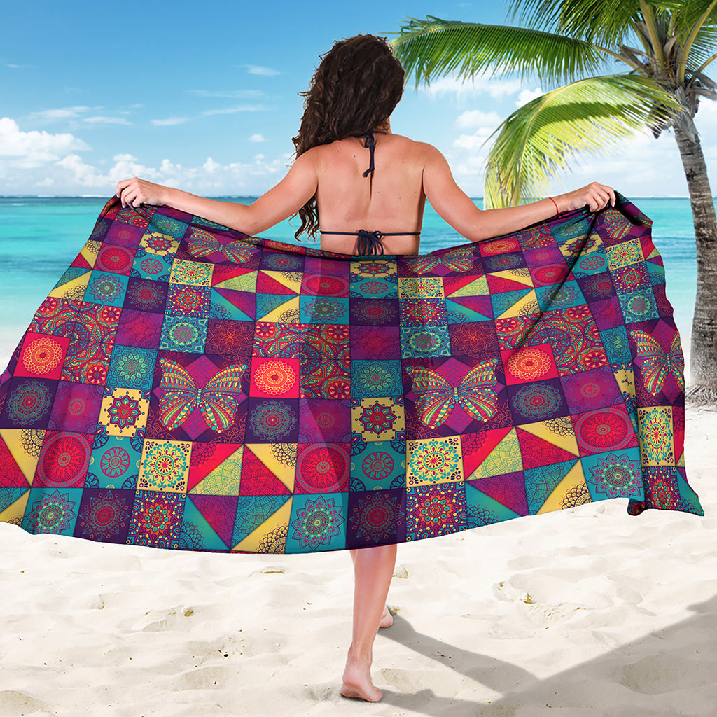 Bohemian Patchwork Pattern Print Beach Sarong Wrap