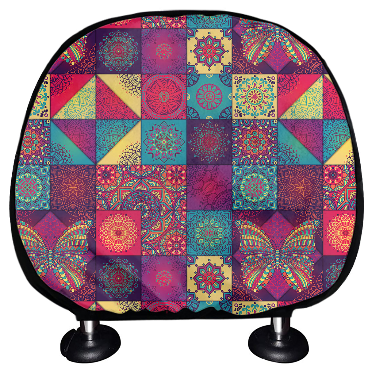 Bohemian Patchwork Pattern Print Car Headrest Covers