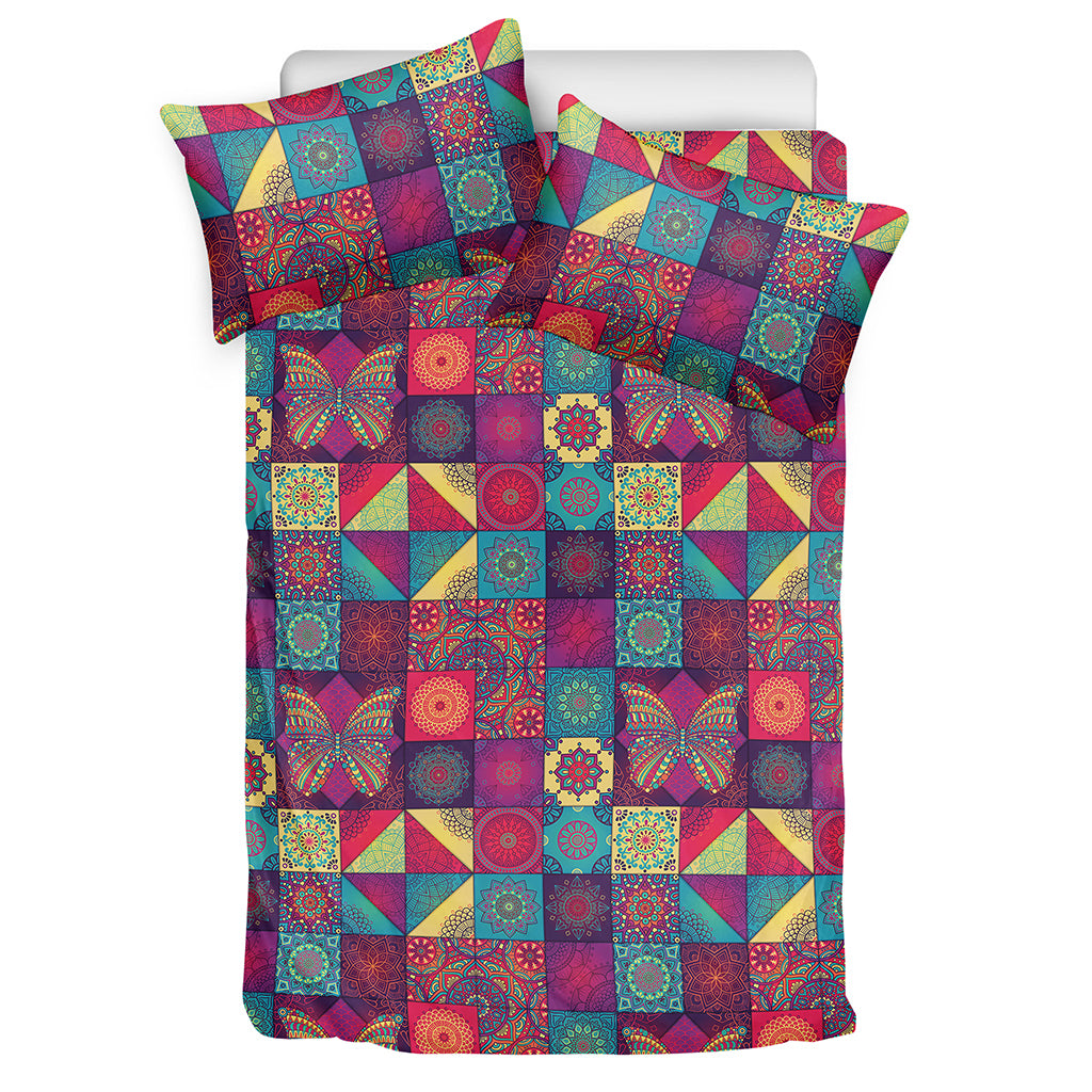 Bohemian Patchwork Pattern Print Duvet Cover Bedding Set