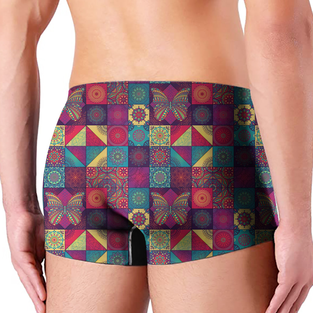 Bohemian Patchwork Pattern Print Men's Boxer Briefs