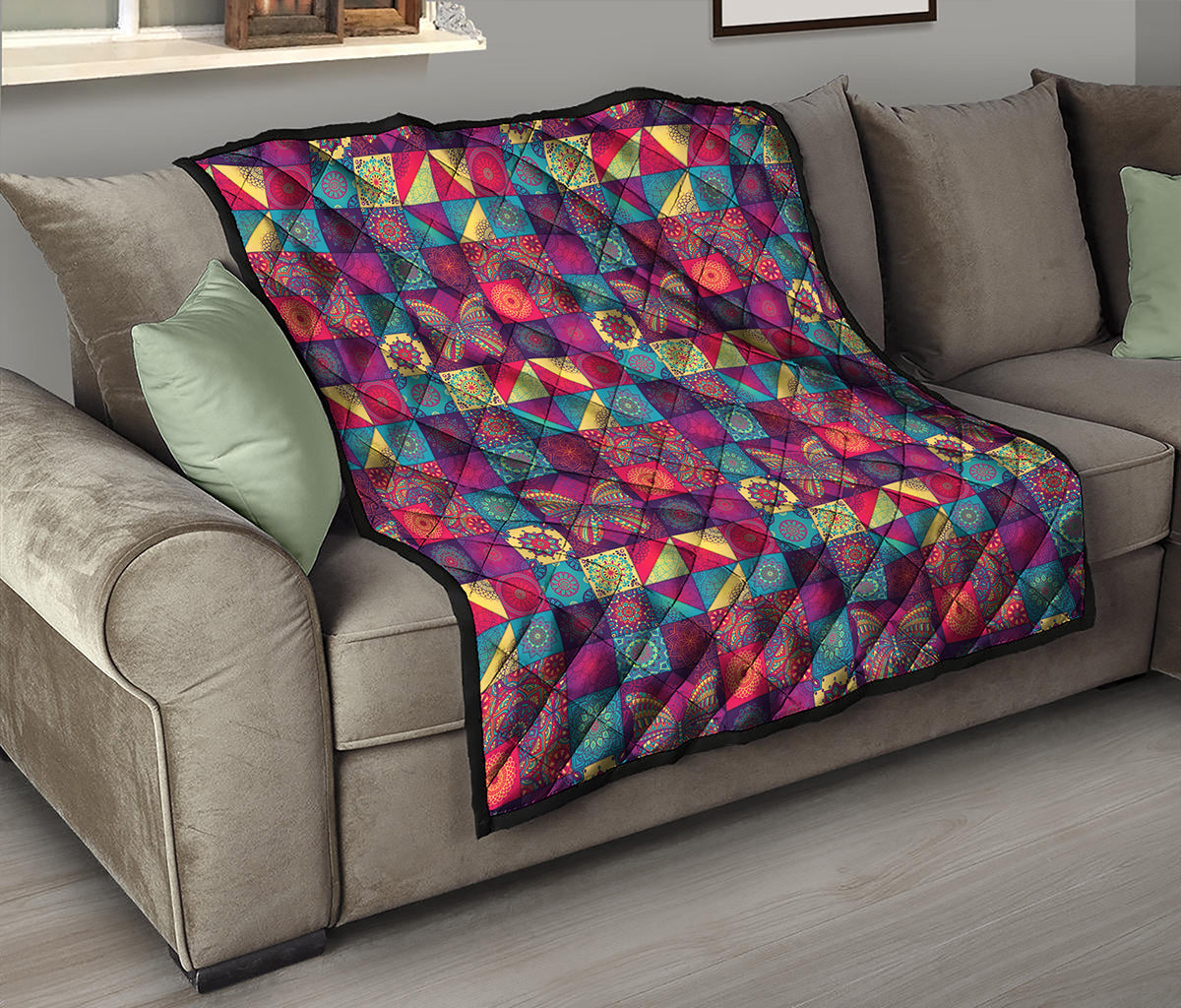 Bohemian Patchwork Pattern Print Quilt