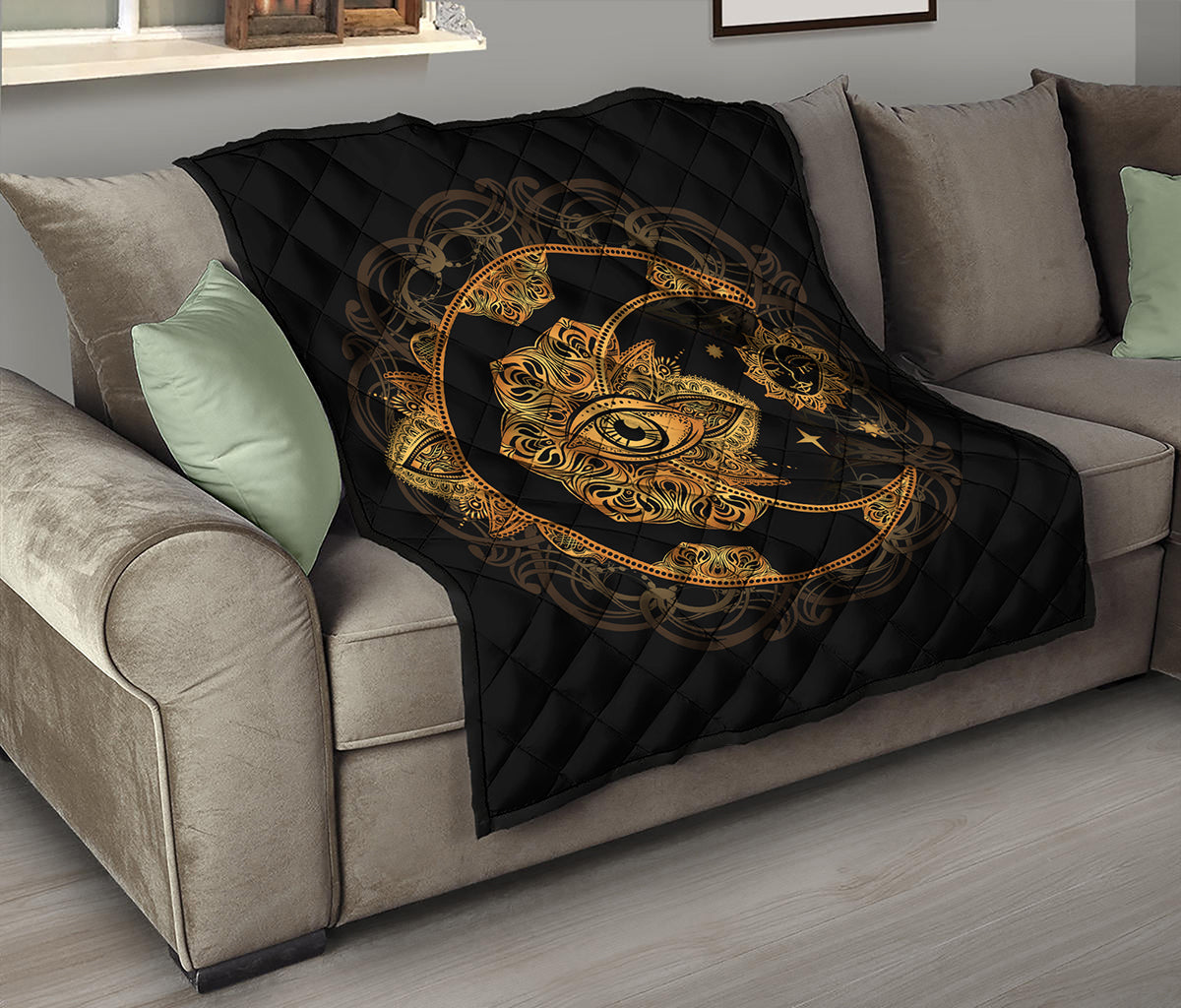 Bohemian Sun And Moon Print Quilt