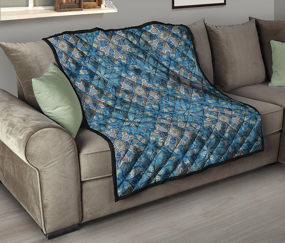 Boho Chic Mandala Floral Print Quilt