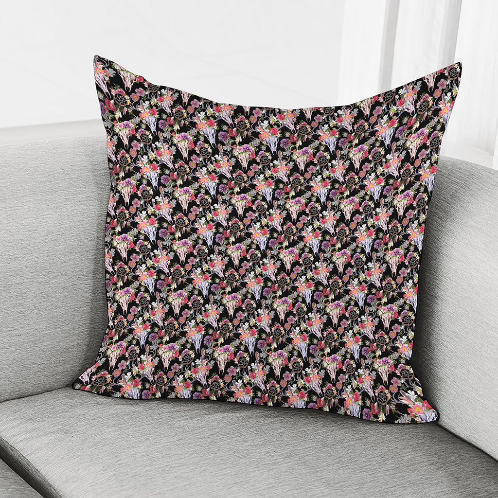 Boho Deer Skull Pattern Print Pillow Cover
