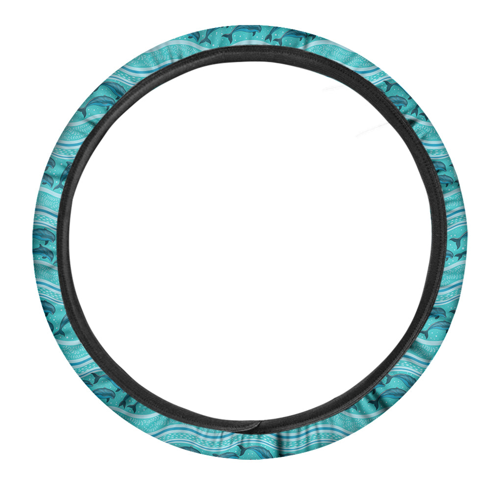 Boho Dolphin Pattern Print Car Steering Wheel Cover