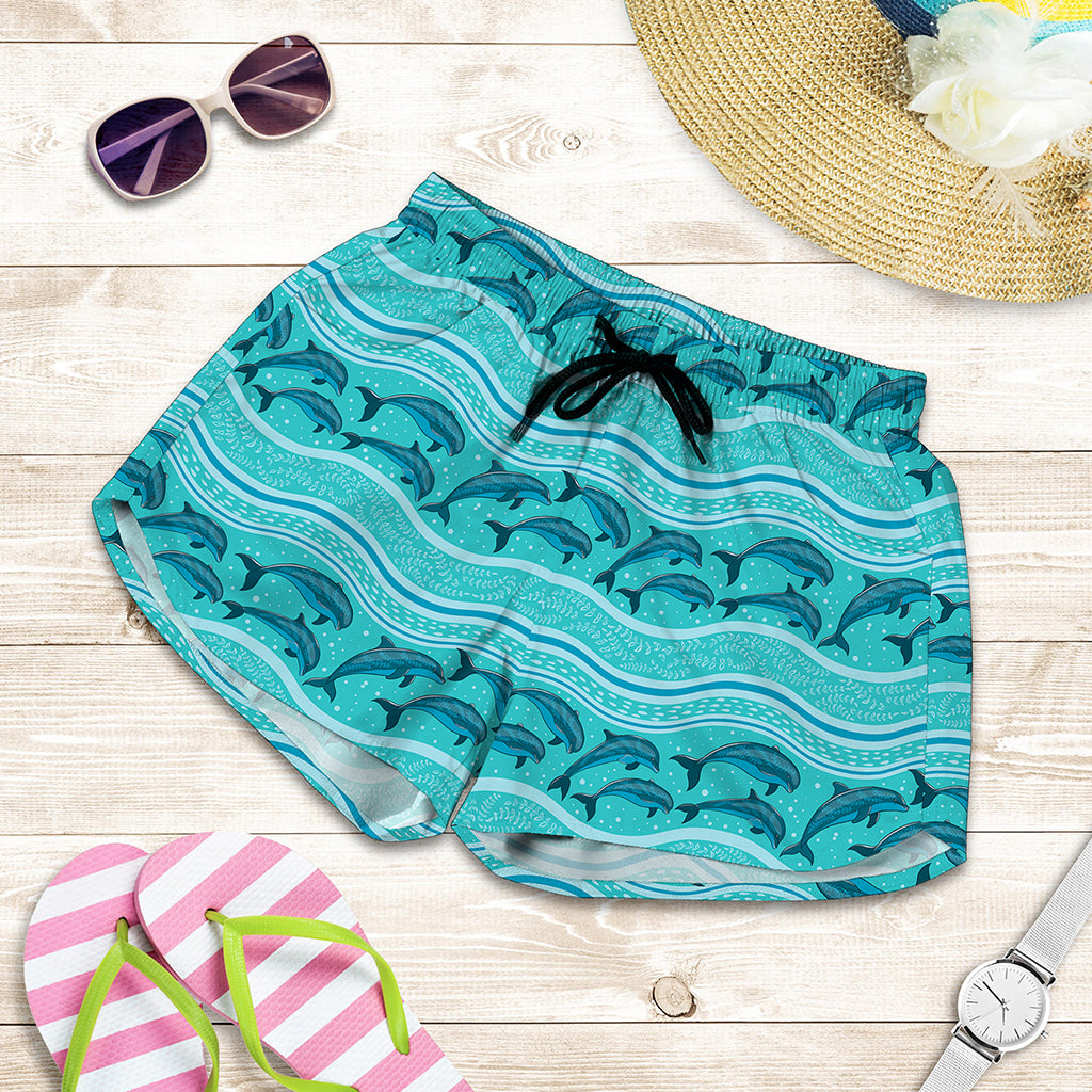 Boho Dolphin Pattern Print Women's Shorts
