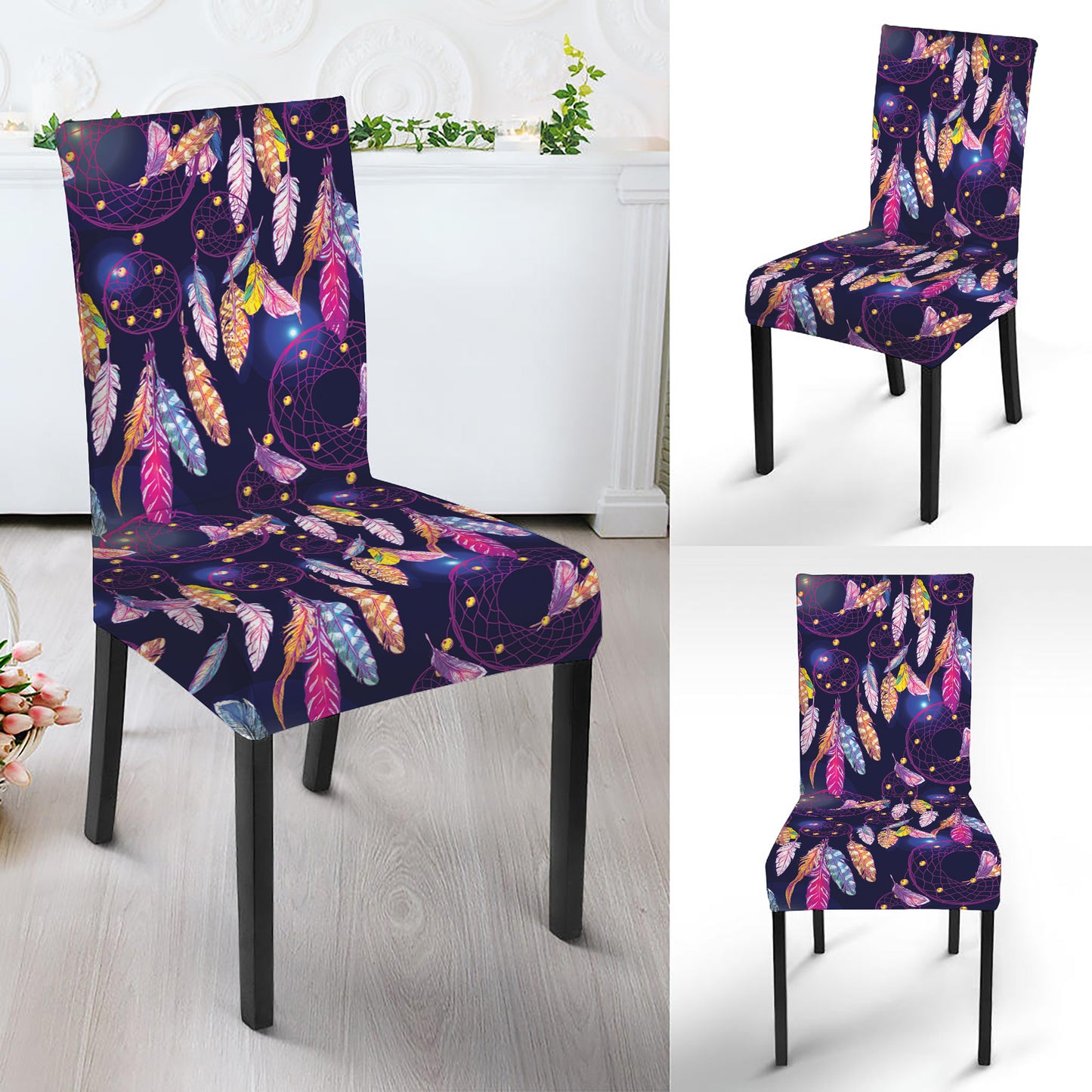 Boho Dream Catcher Pattern Print Dining Chair Slipcover