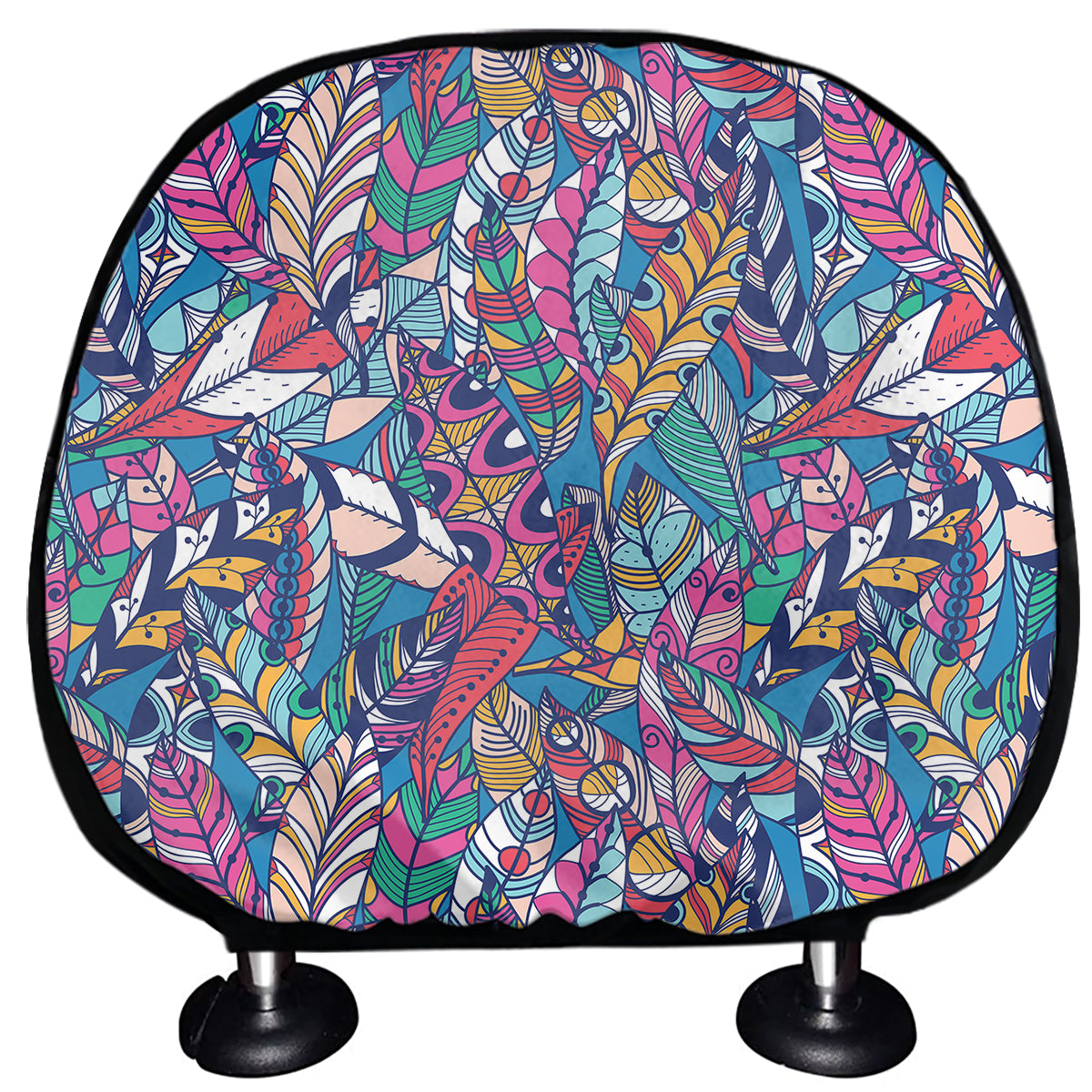 Boho Feather Pattern Print Car Headrest Covers