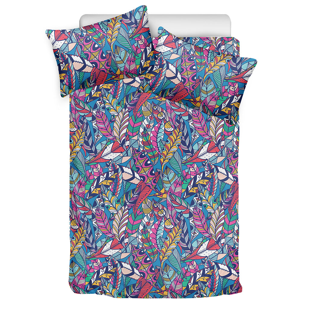 Boho Feather Pattern Print Duvet Cover Bedding Set