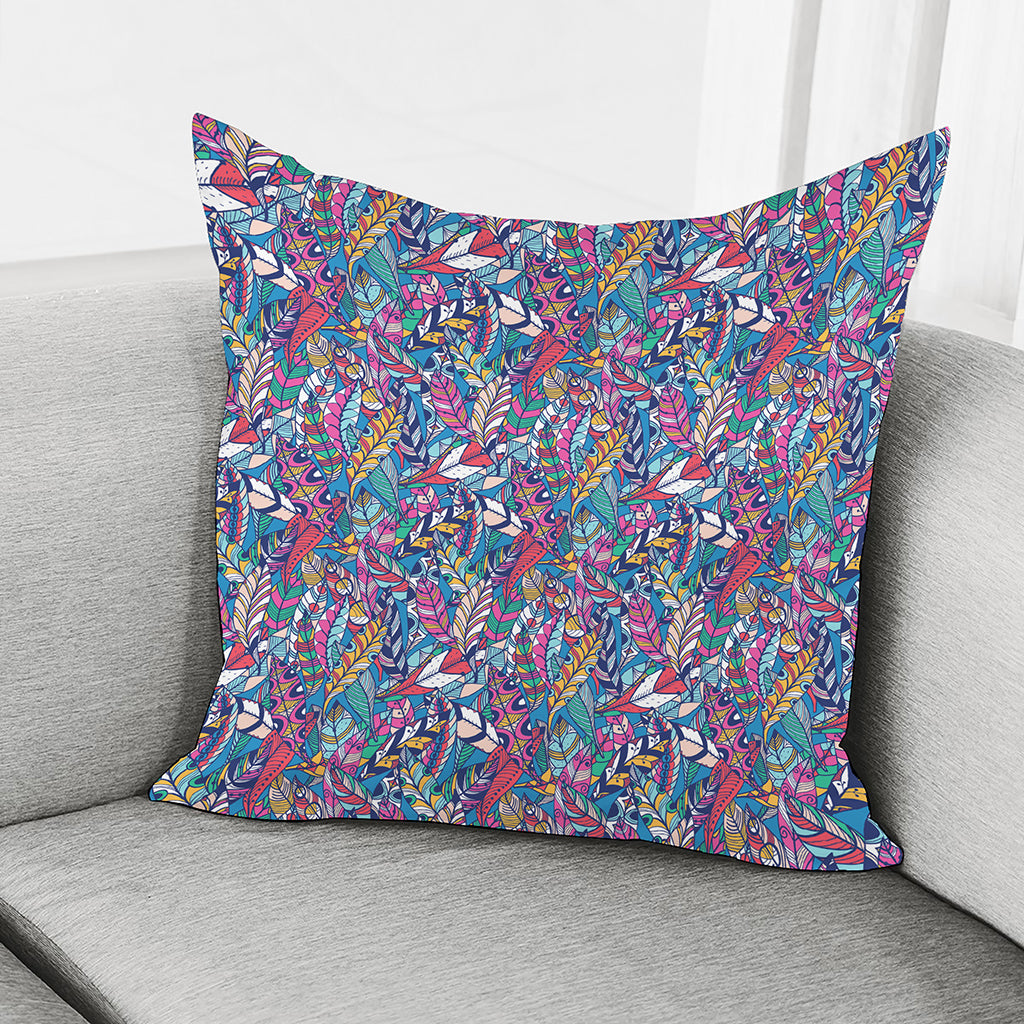 Boho Feather Pattern Print Pillow Cover