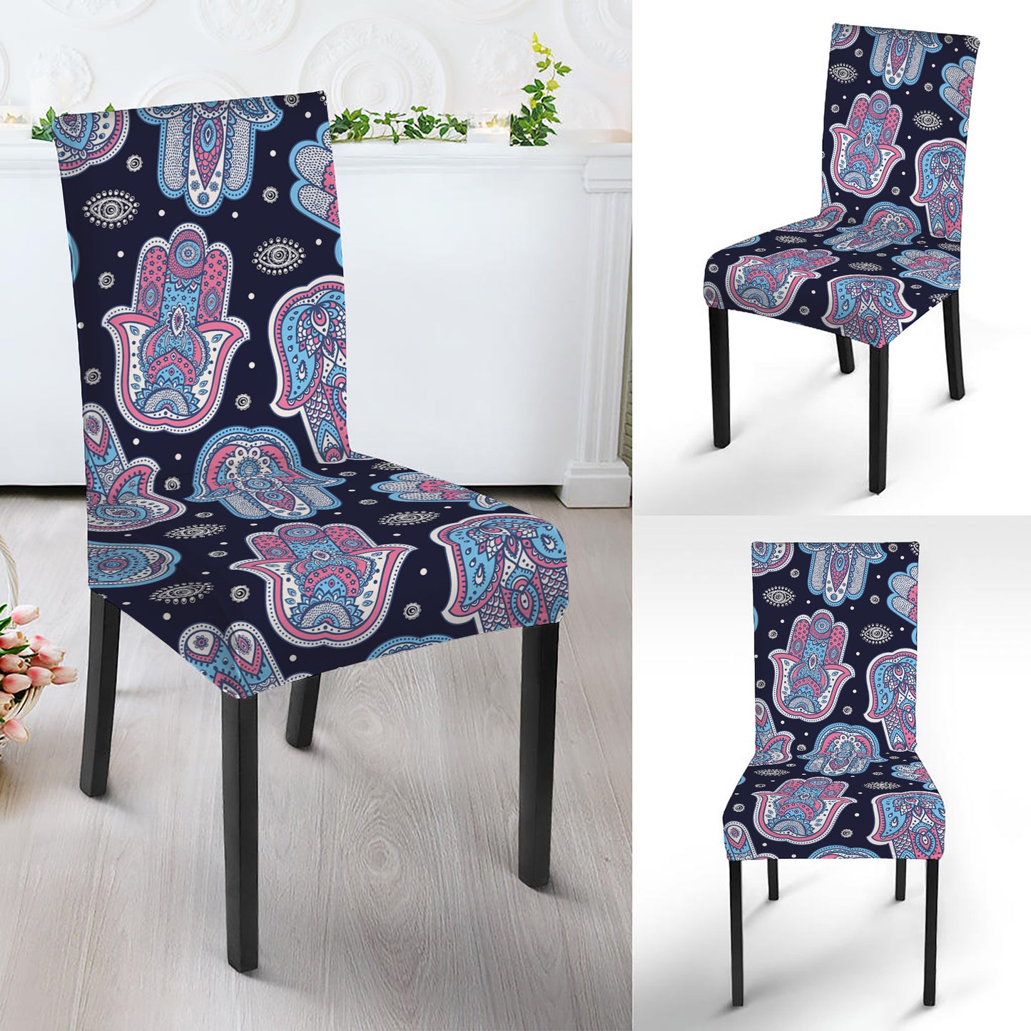 Boho Hamsa Pattern Print Dining Chair Slipcover