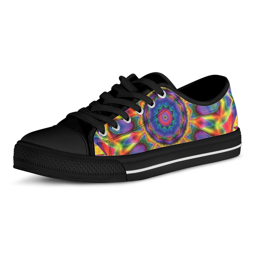 Boho Kaleidoscope Print Black Low Top Shoes