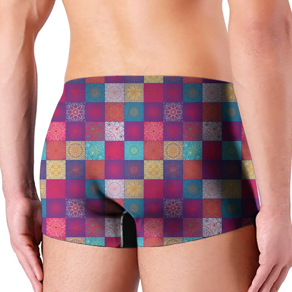 Boho Mandala Patchwork Pattern Print Men's Boxer Briefs