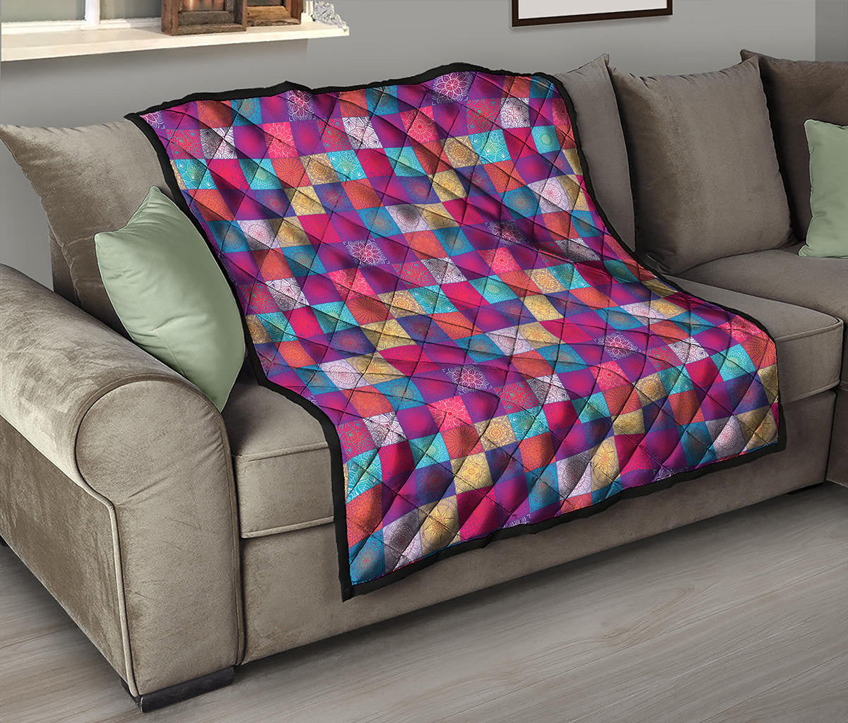 Boho Mandala Patchwork Pattern Print Quilt