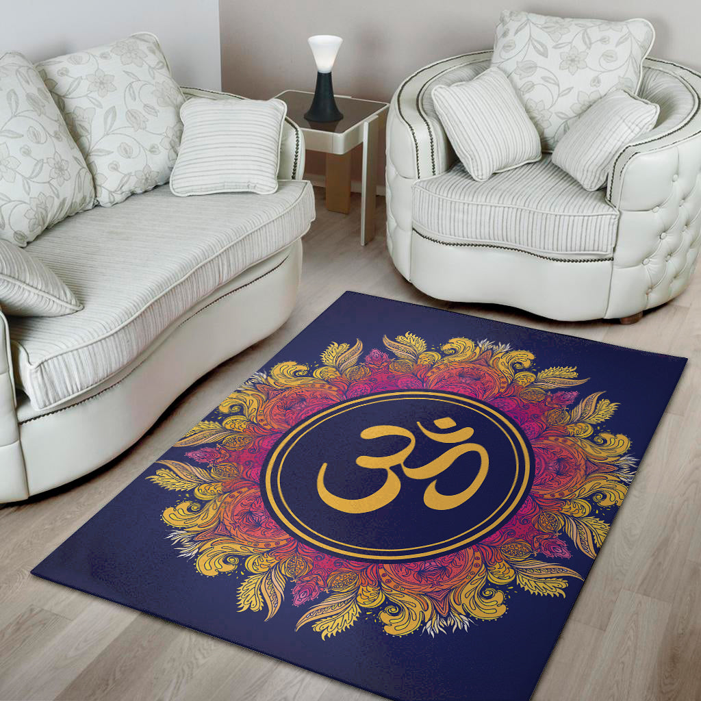 Boho Om Mandala Print Area Rug