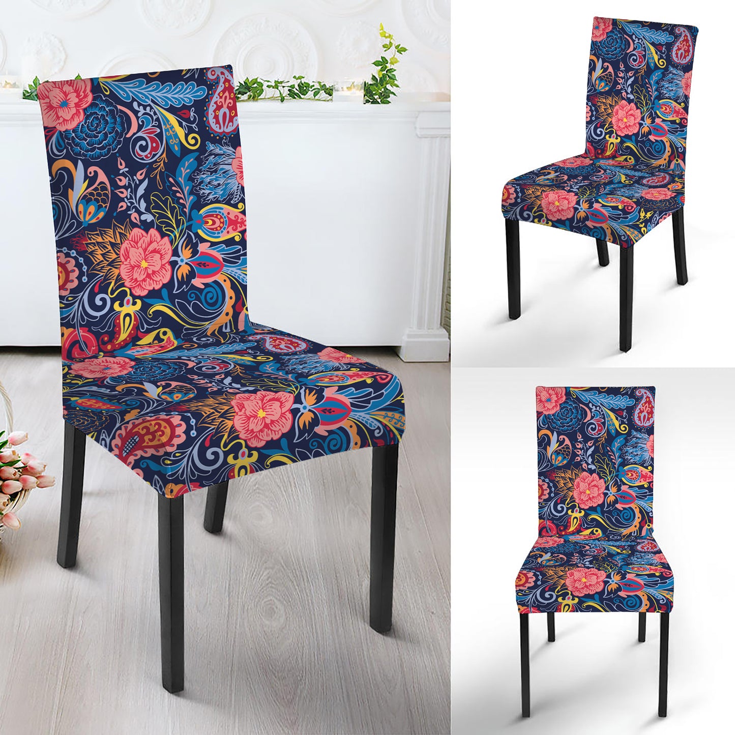 Boho Paisley Pattern Print Dining Chair Slipcover