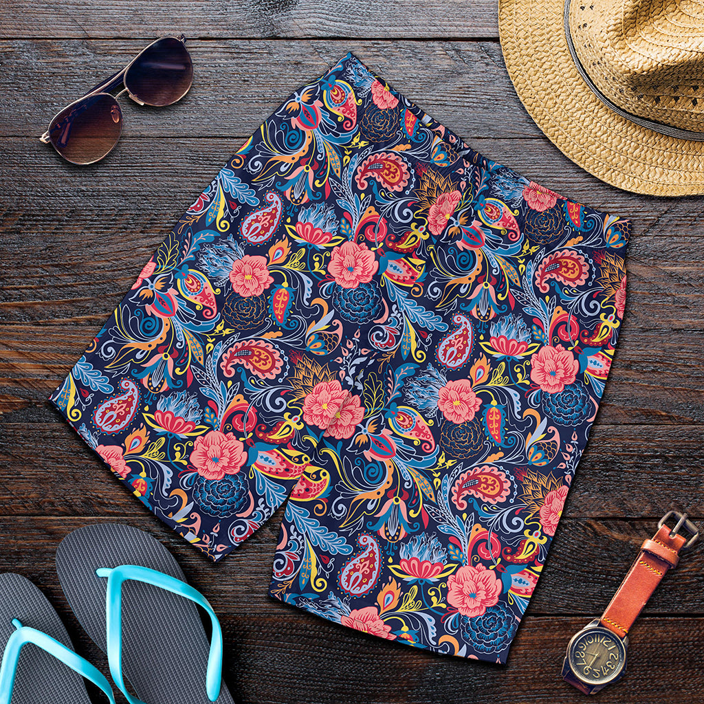 Boho Paisley Pattern Print Men's Shorts