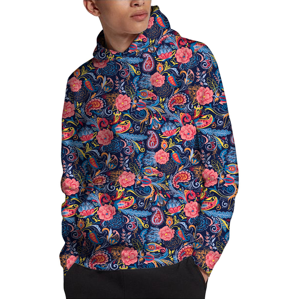 Boho Paisley Pattern Print Pullover Hoodie