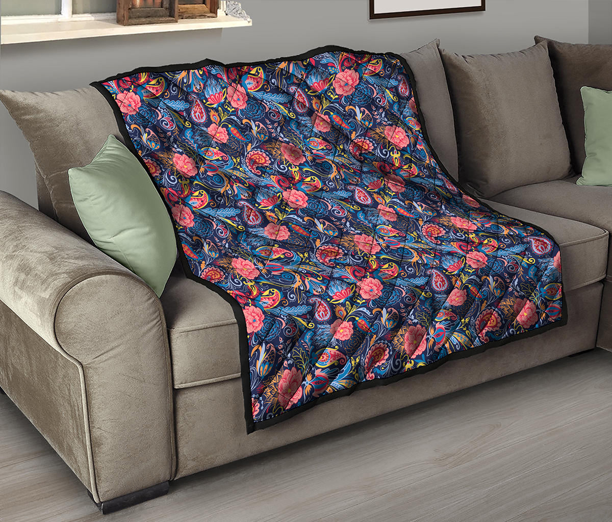Boho Paisley Pattern Print Quilt