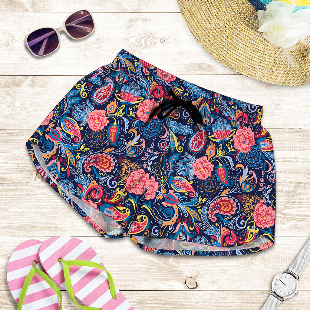 Boho Paisley Pattern Print Women's Shorts