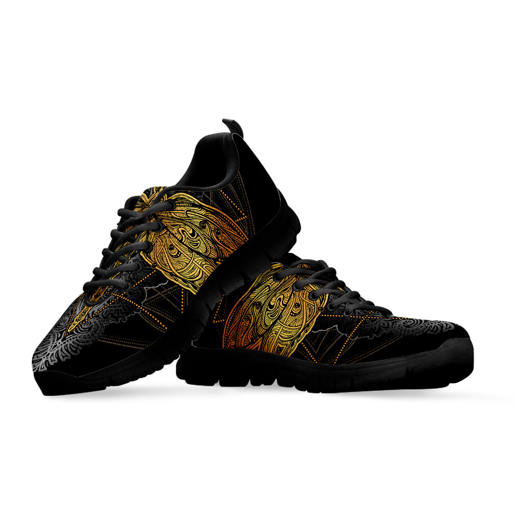Boho Spiritual Dragonfly Print Black Sneakers