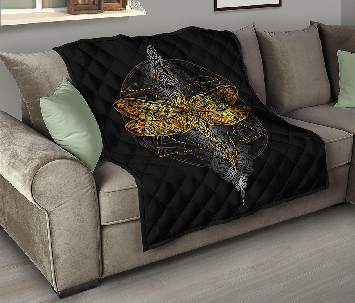 Boho Spiritual Dragonfly Print Quilt