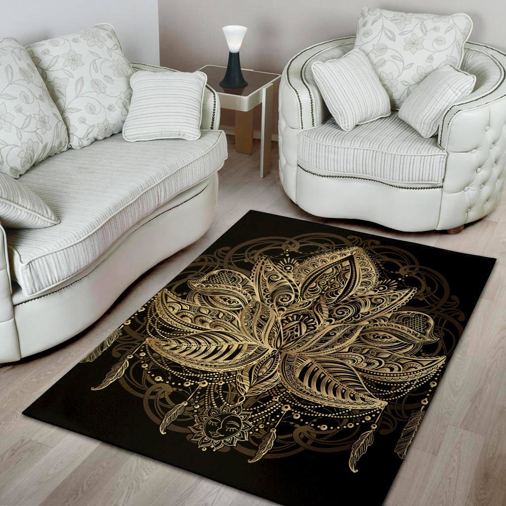 Boho Spiritual Lotus Print Area Rug
