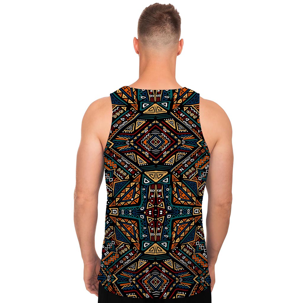 Boho Tribal Aztec Pattern Print Men's Tank Top