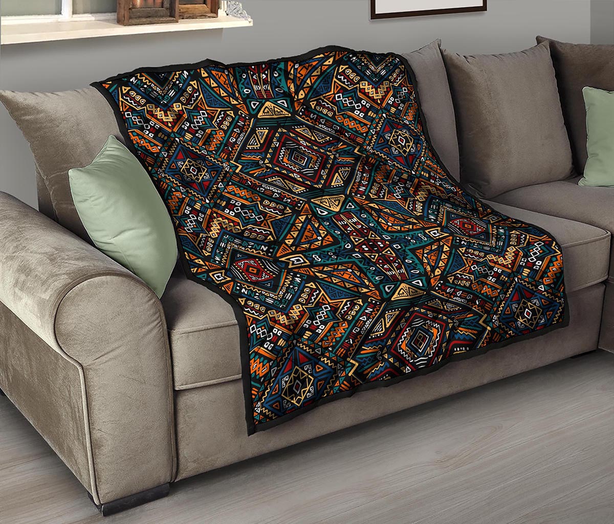 Boho Tribal Aztec Pattern Print Quilt