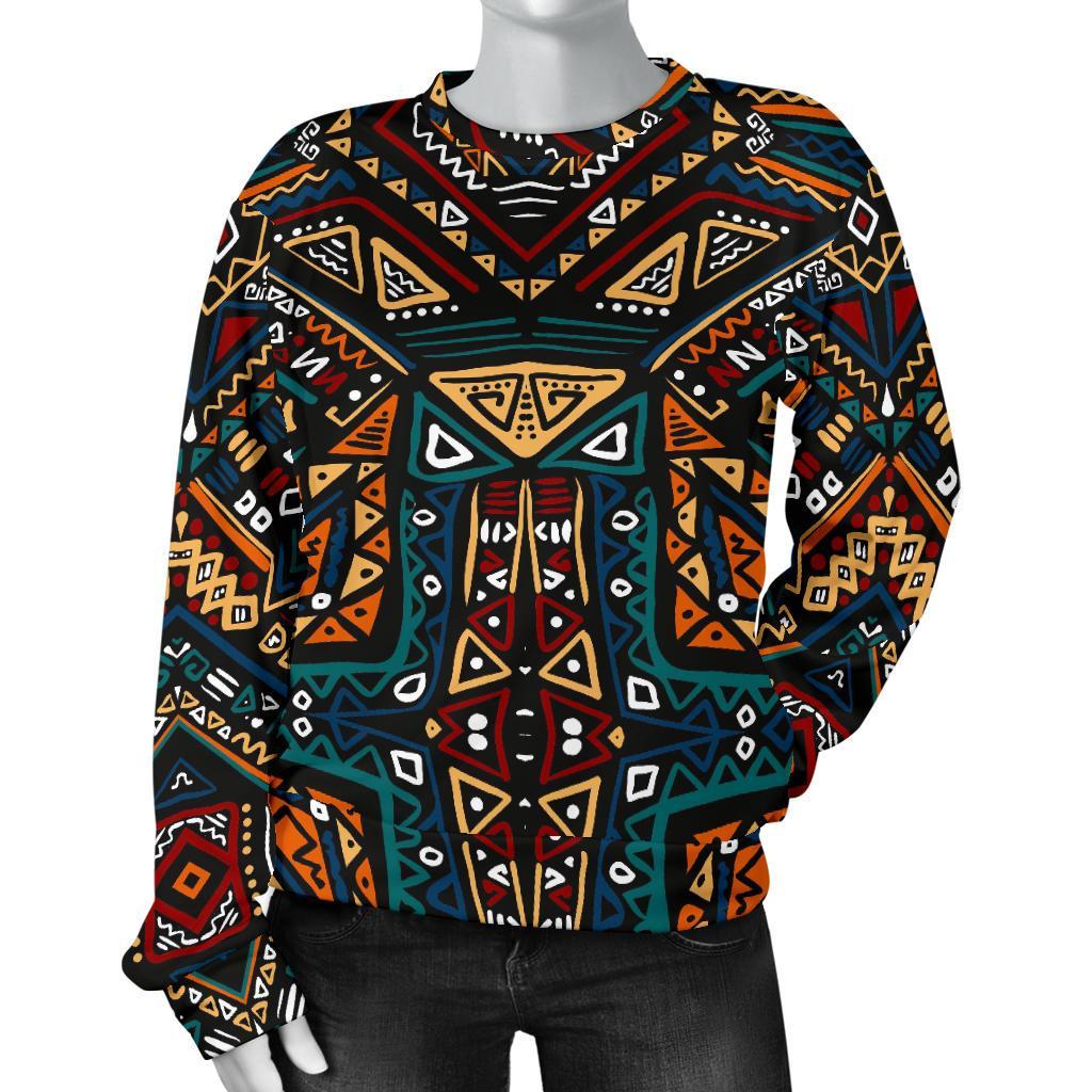 Boho Tribal Aztec Pattern Print Women's Crewneck Sweatshirt GearFrost