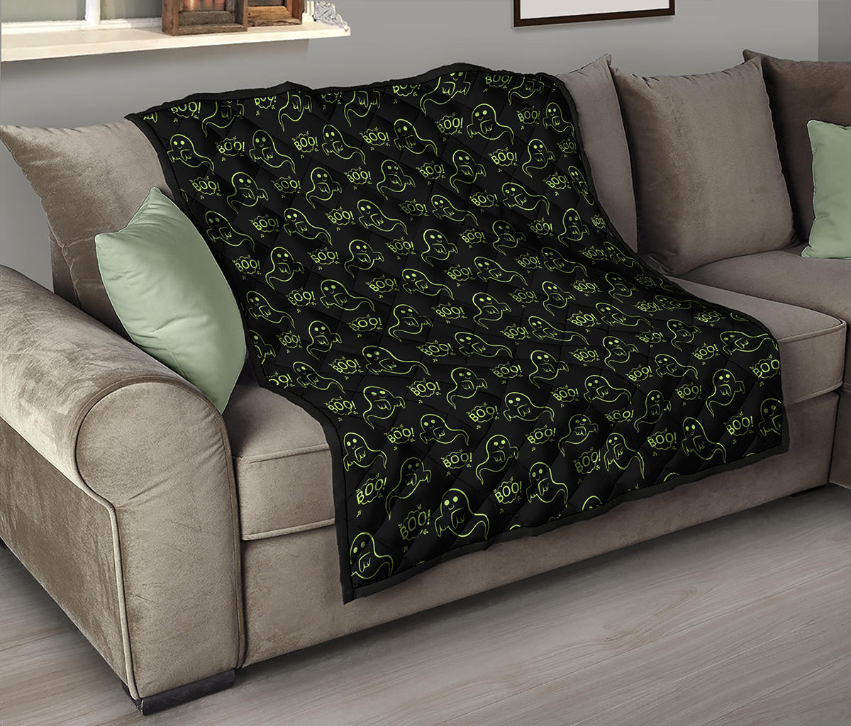 Boo Ghost Pattern Print Quilt