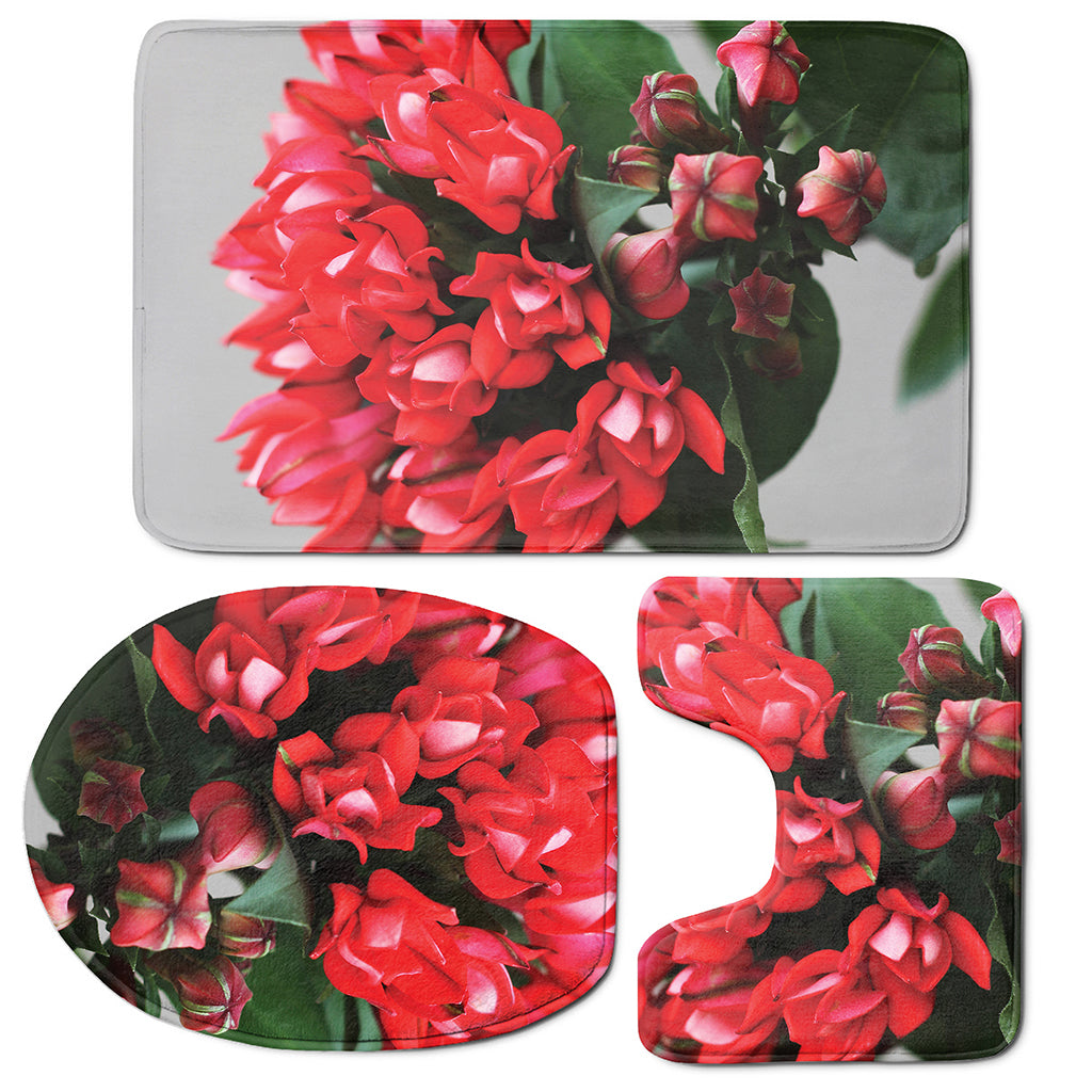 Bouvardia Flower Print 3 Piece Bath Mat Set